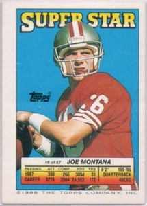 1988 Topps Super Star Sticker Back - #6 Joe Montana - Picture 1 of 2