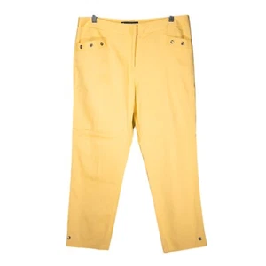 Elliott Lauren Womens Chino Pants Yellow Stretch Straight Leg Cropped Trousers 8 - Picture 1 of 10