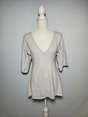 BARNEYS NEW YORK кашемир хлопок вязаный бежевый свитер туника v-образным вырезом женщин размер XS. - Изображение 1 из 4