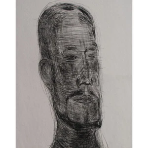 Retrato de hombre cabeza ilegible firmado aguafuerte 1975 impresión de prueba - Imagen 1 de 5