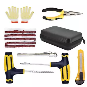 Car Tire Repair Tools Kit with Rubber Strips Tubeless Tyre Puncture Studding - Picture 1 of 9