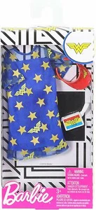 Barbie DC Comics WONDER WOMAN Fashion Pack Blau Kleid Gold Sterne Handtasche Visier  - Bild 1 von 3