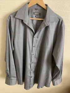 Kenneth Cole Reaction Shirt Mens 17 34/35 Gray Button Up Long Sleeve Casual - Picture 1 of 6