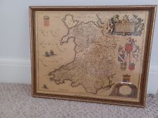 Art Print Wales Foil Reproduction of Joan Bleau Antique Map of Wales  1645-62