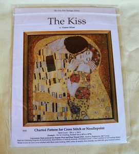 Fine Arts Heritage Cross Stitch Needlepoint Pattern 141 The Kiss Gustav Klimt - Picture 1 of 7