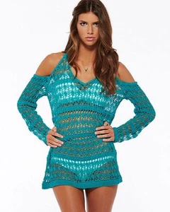 Nwt L Raum Pfau Windgepeitscht Strand Pullover Häkel Badeanzug Bedeckung Kleid - Bild 1 von 8