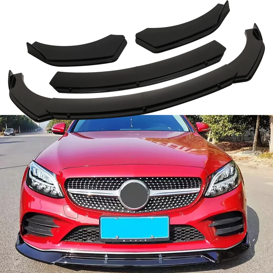 Car Front Bumper Lip Spoiler Splitter Body Kit Glossy Black For Mercedes-Benz - Image 1 of 4