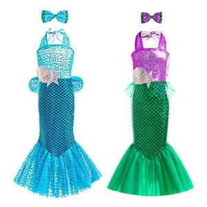 Kids Beachwear Sequins Mermaid Water Park Dress Swimming Swimwear Summer Shiny - Picture 1 of 39