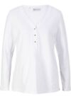 Neu Langarmshirt mit Knopfleiste Gr. 36/38 Weiß Damen Shirt Bluse Tunika