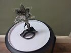 Glass Flower On Metal Stand Linea Milady With Metal Leafs