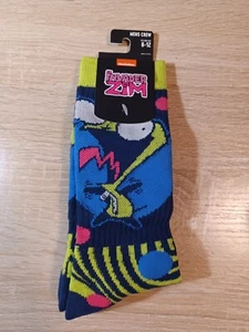 Nickelodeon Invader Zim GIR Neon Swirls Crew Socks NEW /w Tags Bioworld 8-12 - Picture 1 of 5