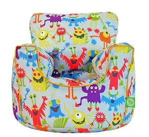 Cotton Grey Monsters Bean Bag Arm Chair with Beans Toddler Size From Bean Lazy - Picture 1 of 2