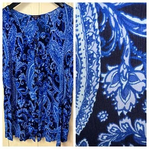 Roaman's Tunic Top Womens 30W Crinkle Gauze Button Blouse Paisley Bollywood - Picture 1 of 7