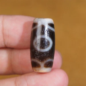 Ancient Tibetan DZI Beads Old Agate Heaven&Earth Totem Amulet Pendant GZI 28mm - Picture 1 of 12