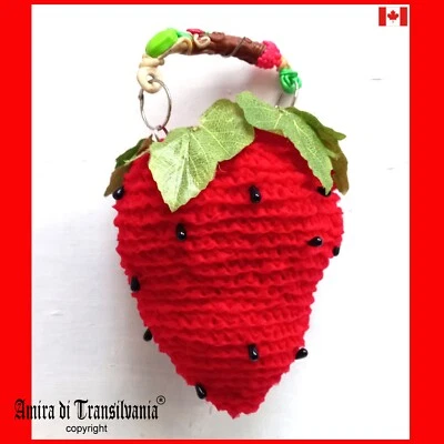 bag woman accessories hand handle red strawberry satchel handbag luxury fashion - Image 1 of 4