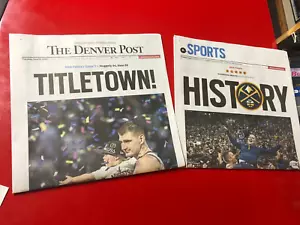 19-item DENVER NUGGETS GIFT SET - NEWSPAPERS, JERSEY, SHIRTS, FLAG, CAP, more! - Picture 1 of 10