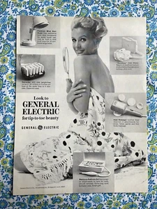 Vintage 1969 General Electric Tip To Toe Beauty Print Ad Massager Hair Drier Etc - Picture 1 of 7