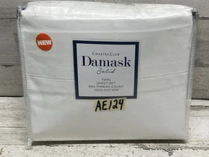 Juego de sábanas dobles Charter Club Damask Solid 550 TC blanco nuevo - Imagen 1 de 5