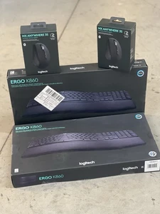Logitech ERGO K860 Ergonomic Split Keyboard With 2 Mx3s Anywhere Mouses - Picture 1 of 4