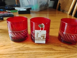 3 Vintage Red Drinking Glasses Lavorazone Made In Italy - Picture 1 of 9