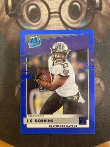 2020 Panini Donruss J.K.Dobbins Rated Rookie Blue Press Proof - Picture 1 of 2