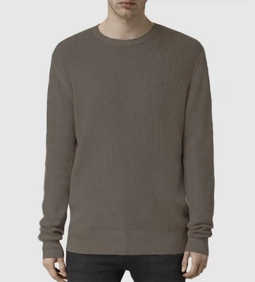 Allsaints Men's Brown Stein Open Weave Crew Neck Ramskull Sweater Sz M - Image 1 of 4
