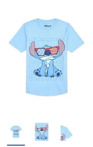 Stitch USA Short-Sleeve Graphic Tee With American flag detail. Unisex Kids M 8 - Picture 1 of 3