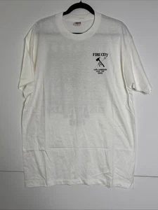 Vintage Fire City Hemd Herren XL grau LA Los Angeles Riot History Einzelnaht - Bild 1 von 7