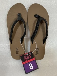 Sandalias Flojos Damas Trenzadas Chanclas Talla 8 Negras y Marrón Nuevas - Imagen 1 de 10