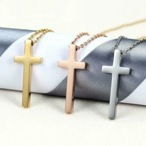 Collar Cruz de Plata Oro y Oro Rosa Crucifijo Bautizo Santa Comunión Regalo - Imagen 1 de 13