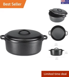 Pre-Seasoned Cast Iron Round Dutch Oven Pot with Lid and Dual Handles, 6.6 Li... - Picture 1 of 6