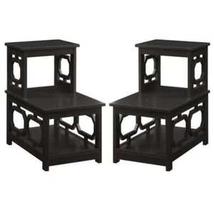 Home Square Chairside End Table in Espresso Wood Finish - Set of 2 - Picture 1 of 4