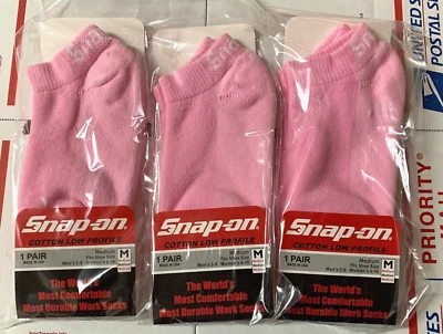 NEW 3 Pairs Women's Pink Snap On Tools LOW Profile Socks Medium FREE Shipping - Image 1 of 2