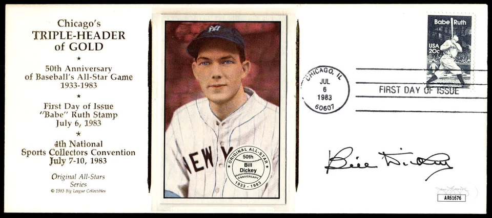 Bill Dickey Signed 1st Day Cover JSA CERT. All-Star Cachet NY Yankees HOF 1954! - Image 1 of 3