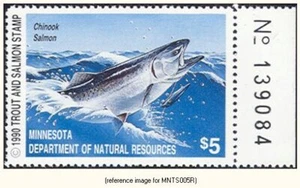 D2K Minnesota Trout Stamp 1990 $5.00 w/right tab - Picture 1 of 1