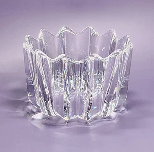 Vintage MCM Signed Orrefors Crystal Fleur Candy Bowl Votile Candle Holder Sweden - Picture 1 of 14
