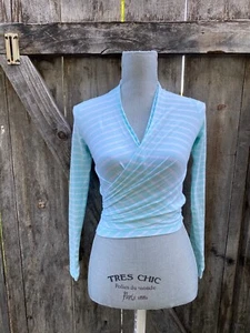Ivivva GirlsFours A Charm 🌈Convertible Wrap Cardigan Top Stripe Mint/ White Sz8 - Picture 1 of 12