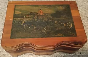 Caja de tocador de madera Fox Hunt caza #4 - Imagen 1 de 1
