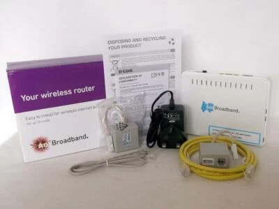 D-LINK DSL-2680/AL WIRELESS MODEM ADSL2+ ROUTER V1.11a + FILTERS,ETHERNET CABLE - Image 1 of 4