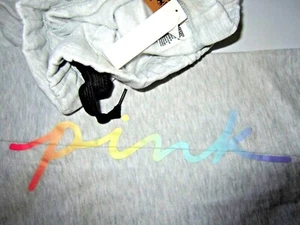 Victoria Secret Pink BOYFRIEND RAINBOW OMBRE SCRIPT LOGO SWEAT PANT OPEN LEG S - Picture 1 of 5