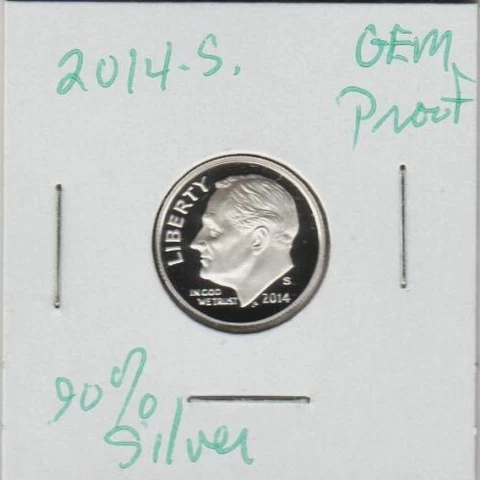 2014 S Roosevelt Dime 90% SILVER Proof Coin FROSTY  Roosie GEM FDR NICE STore Cover