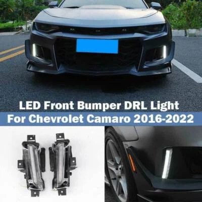 Luz de parachoques delantera LED reacondicionamiento de señal de giro Drl para Chevrolet Camaro 2016-2022 2 piezas Foto 1 de 4