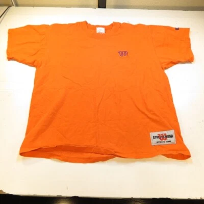 VINTAGE WILSON ATHLETIC WEAR JERSEY Embroidered LOGO TEE T SHIRT Mens L Orange  - Image 1 of 4