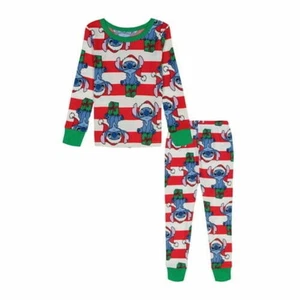 Stitch Girls Christmas Pajama Top & Pant Set 2 Piece Red Size 10 - Picture 1 of 7