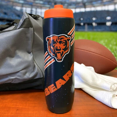 NFL Chicago Bears Squeezy Water Bottle.  BPA Free Holds 32 Ounces - Image 1 of 4