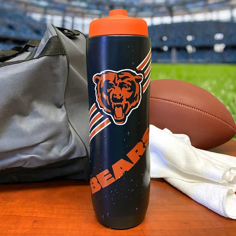 NFL Chicago Bears Squeezy Water Bottle.  BPA Free Holds 32 Ounces Cover