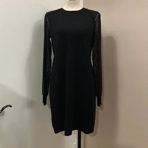 C by Bloomingdale’s Women’s Black Cashmere Mini Dress with Lace Sleeve size M - Picture 1 of 12