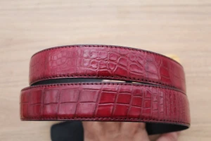 W 1.3 inch- Burgundy Genuine Alligator CROCODILE Belly LEATHER Skin Men's Belt - Picture 1 of 6