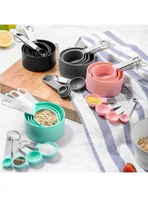 8pcs Stainless Steel Handled Multi-Functional Plastic Measuring Spoons/Cups Set - Image 1 of 4