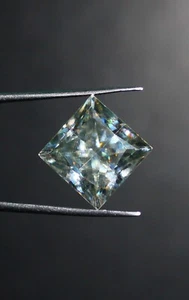 Moissanite, Square Cut Loose Faceted Silver Moissanite gemstone, 12 MM 10.40 Cts - Picture 1 of 3